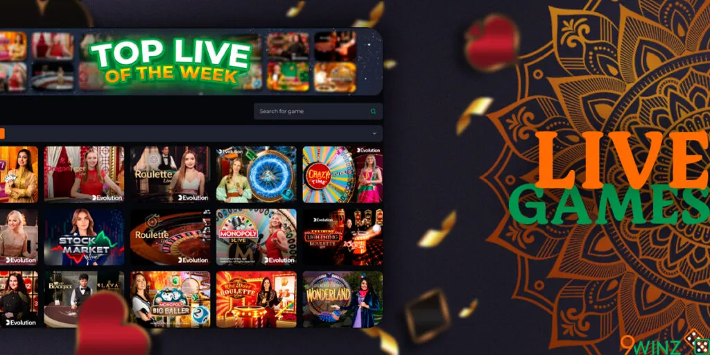 The most popular games in the live casino section